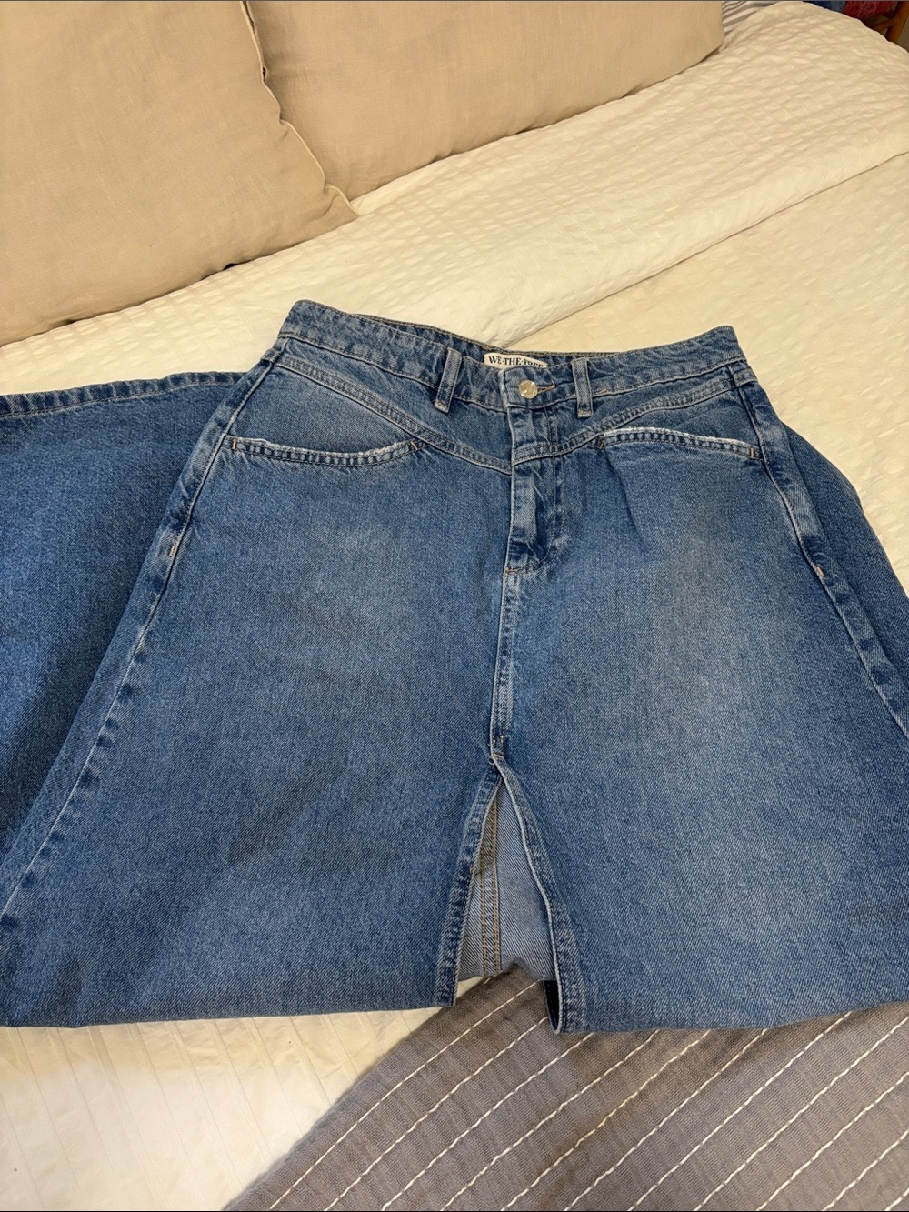 We The Free Blue Denim Maxi Skirt